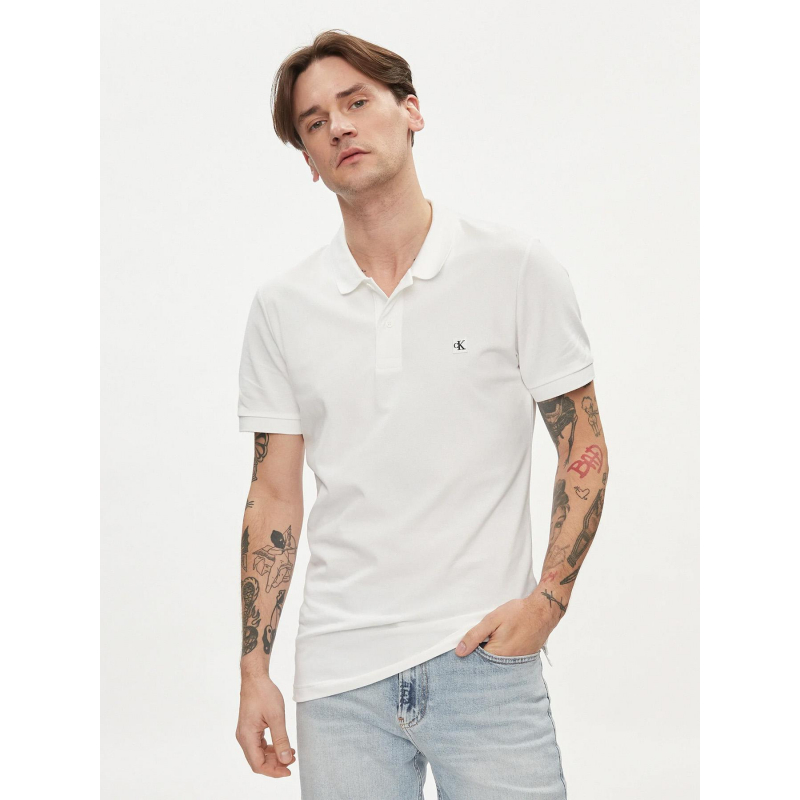 Polo embro badge blanc homme - Calvin Klein Jeans