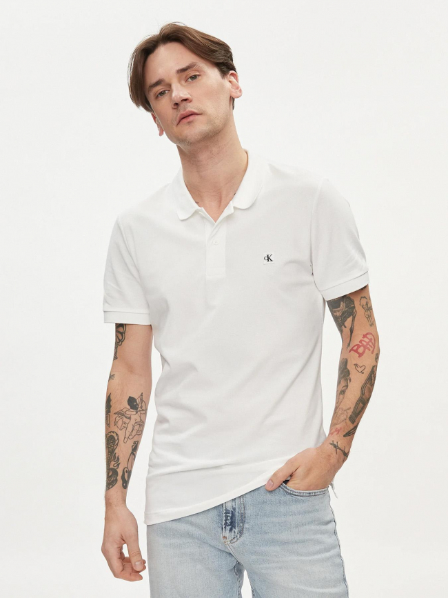 Polo embro badge blanc homme - Calvin Klein Jeans