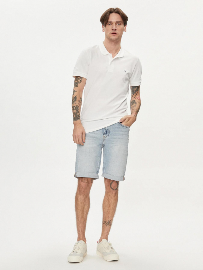 Polo embro badge blanc homme - Calvin Klein Jeans