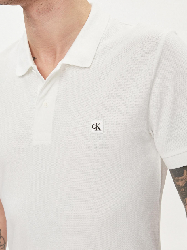 Polo embro badge blanc homme - Calvin Klein Jeans