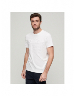 T-shirt vintage logo relief optic blanc homme - Superdry