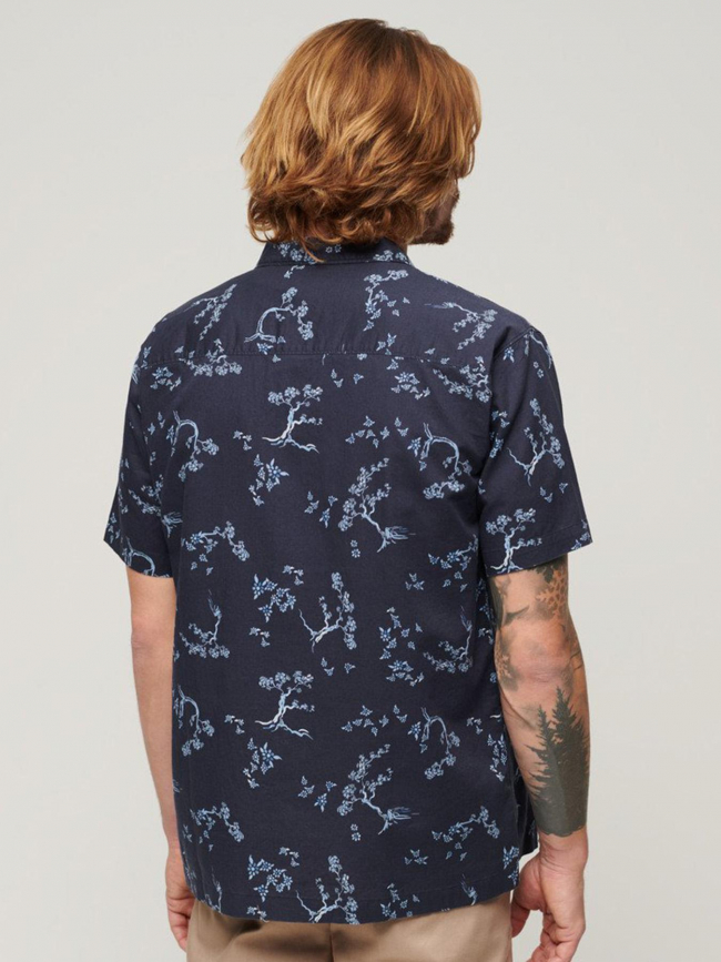 Chemise manches courtes beach shirt fleur indigo homme - Superdry