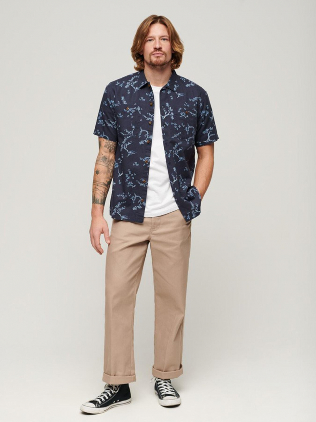 Chemise manches courtes beach shirt fleur indigo homme - Superdry