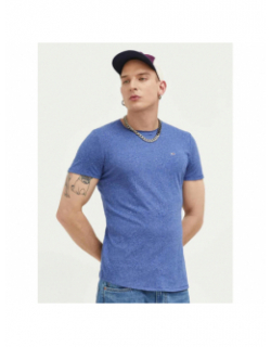 T-shirt slim jaspe chiné bleu homme - Tommy Jeans