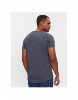 T-shirt col v slim jaspe chiné bleu homme - Tommy Jeans