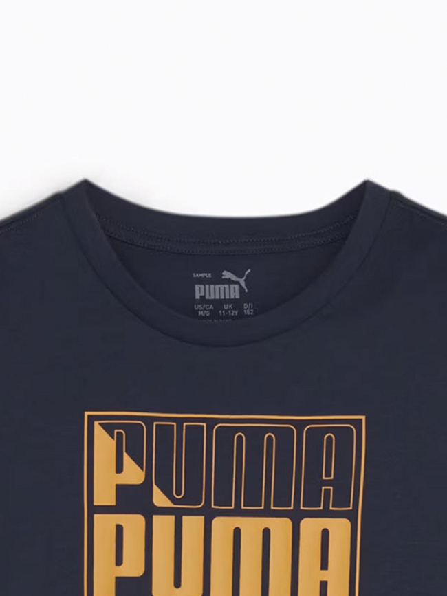 T-shirt graf wording bleu marine enfant - Puma