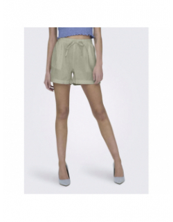 Short caro en lin pull-up vert femme - Only