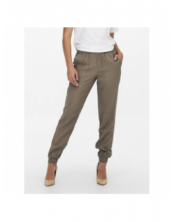 Pantalon fluide bas resséré kelda marron femme - Only