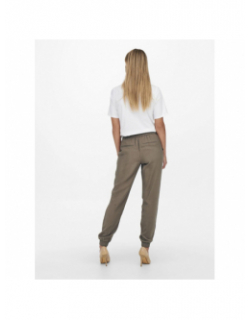 Pantalon fluide bas resséré kelda marron femme - Only