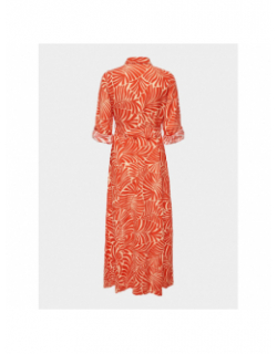 Robe midi imprimés lin callie rouge orange femme - Only