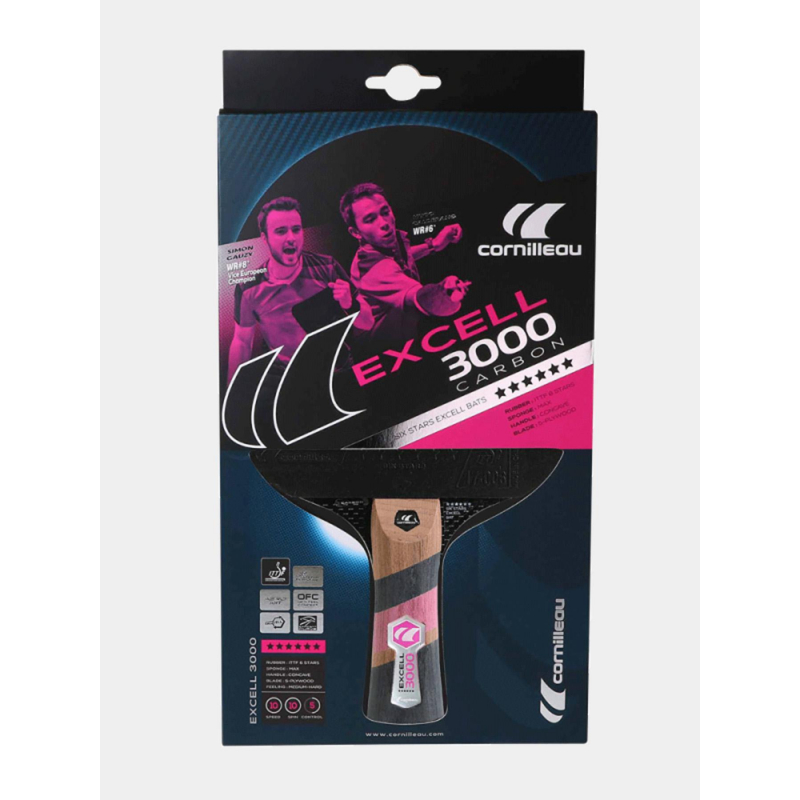 Raquette tennis de table excell 3000 carbon rose - Cornilleau