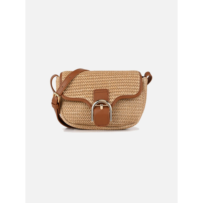 Sac bandoulière pcluna straw marron femme - Pieces