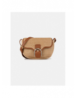 Sac bandoulière pcluna straw marron femme - Pieces