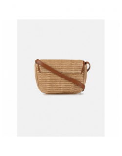 Sac bandoulière pcluna straw marron femme - Pieces