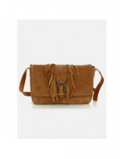 Sac bandoulière pcanis suede cuir marron femme - Pieces