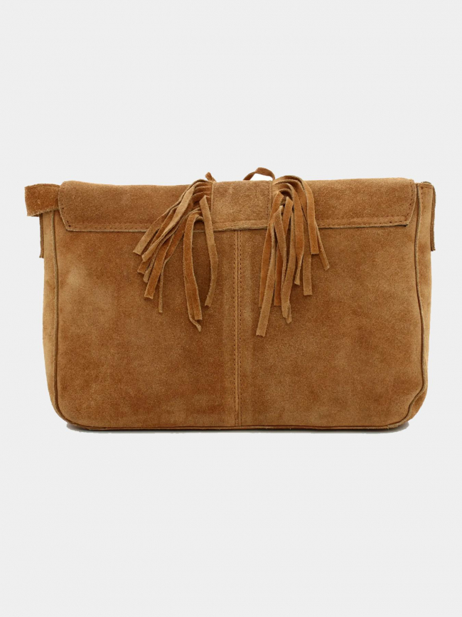 Sac bandoulière pcanis suede cuir marron femme - Pieces