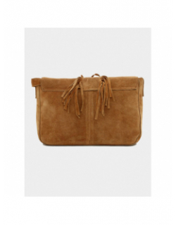 Sac bandoulière pcanis suede cuir marron femme - Pieces