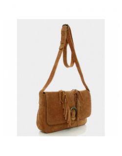 Sac bandoulière pcanis suede cuir marron femme - Pieces