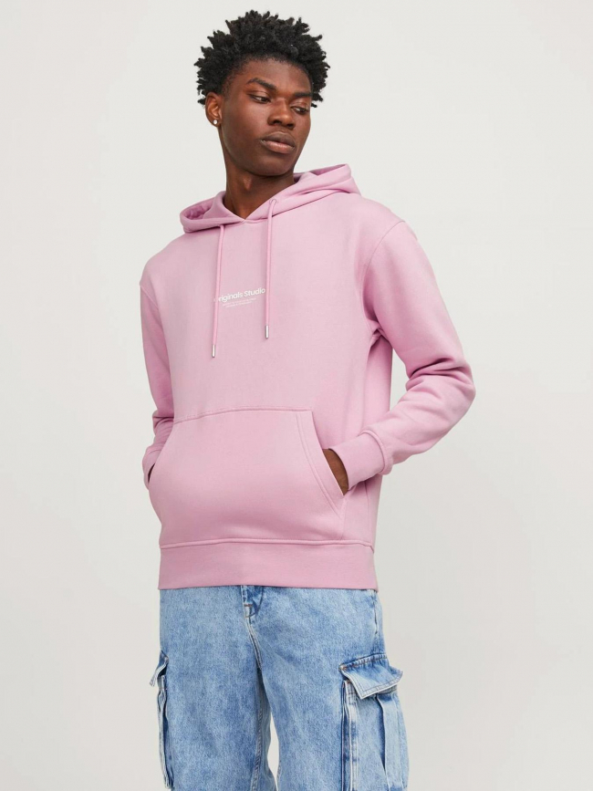 Sweat à capuche jorvesterbro rose homme - Jack & Jones