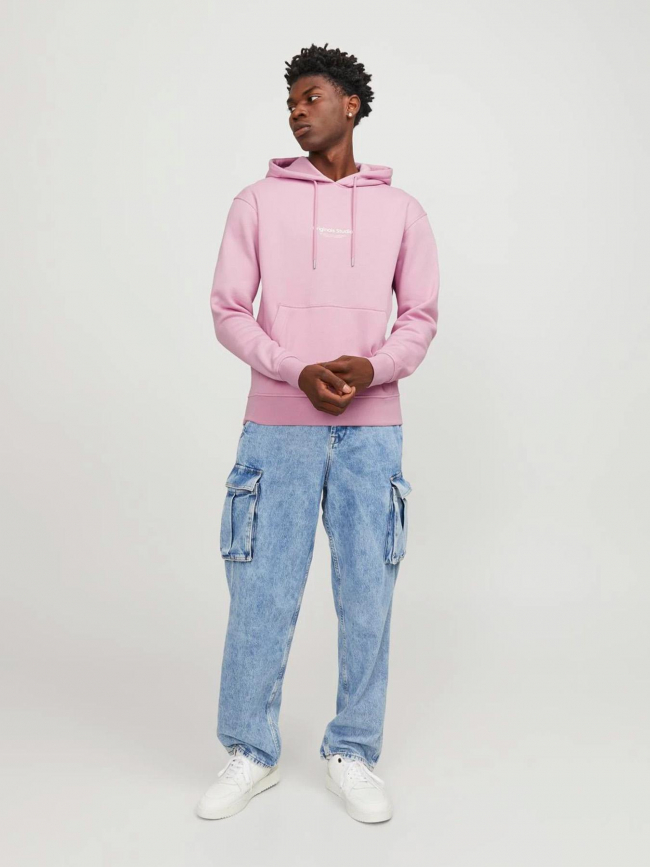 Sweat à capuche jorvesterbro rose homme - Jack & Jones