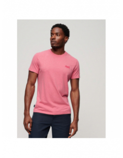 T-shirt essential logo brodé rose homme - Superdry