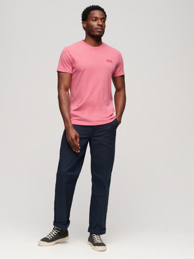 T-shirt essential logo brodé rose homme - Superdry