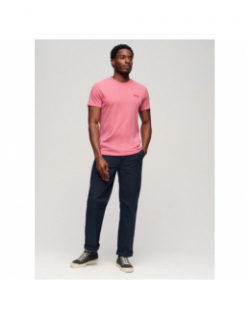 T-shirt essential logo brodé rose homme - Superdry