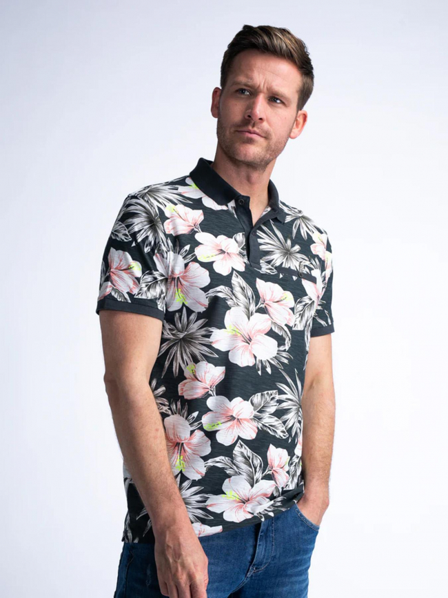 Polo sleeve imprimé floral gris homme - Petrol Industries