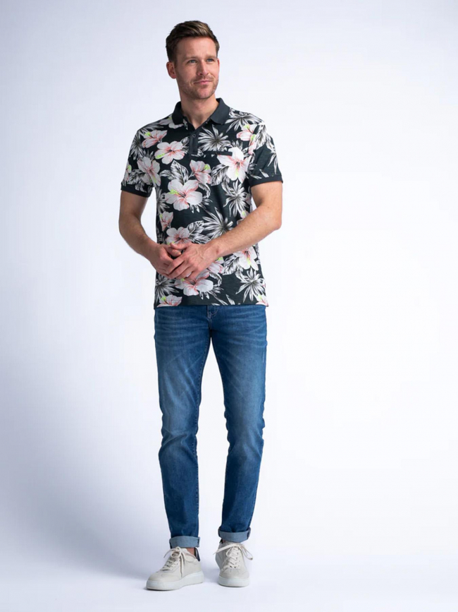 Polo sleeve imprimé floral gris homme - Petrol Industries