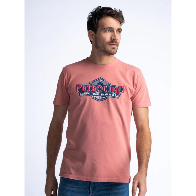 T-shirt ss classic imprimé rose homme - Petrol Industries