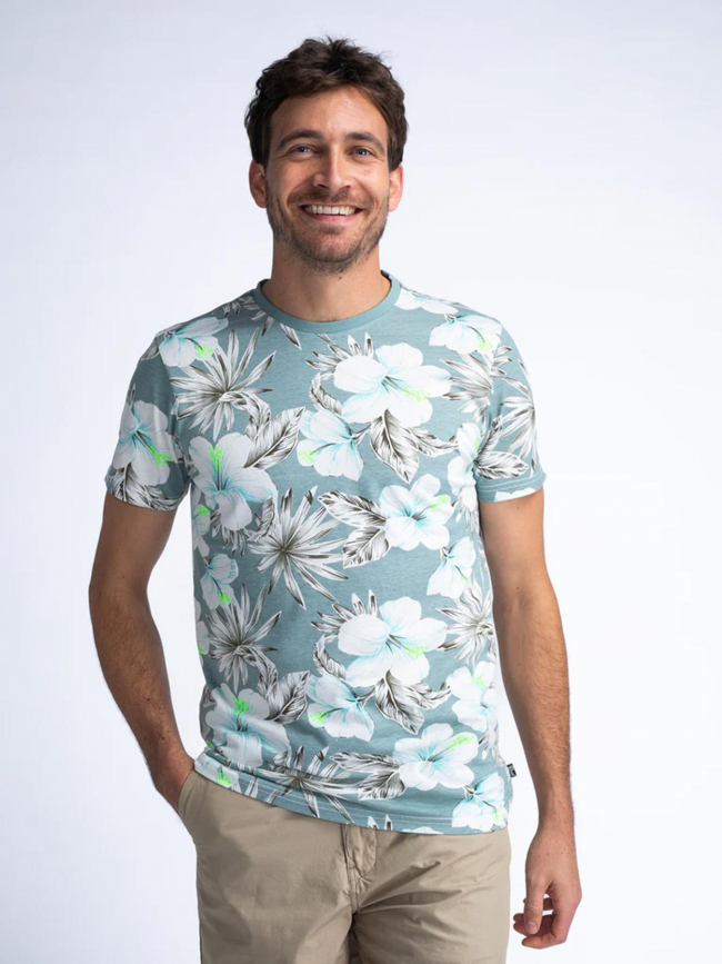 T-shirt ss aop imprimé floral bleu homme - Petrol Industries