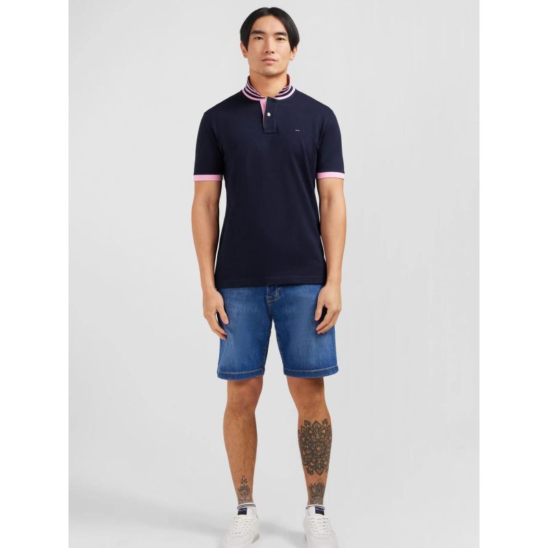 Polo manches courtes contraste bleu marine homme - Eden Park