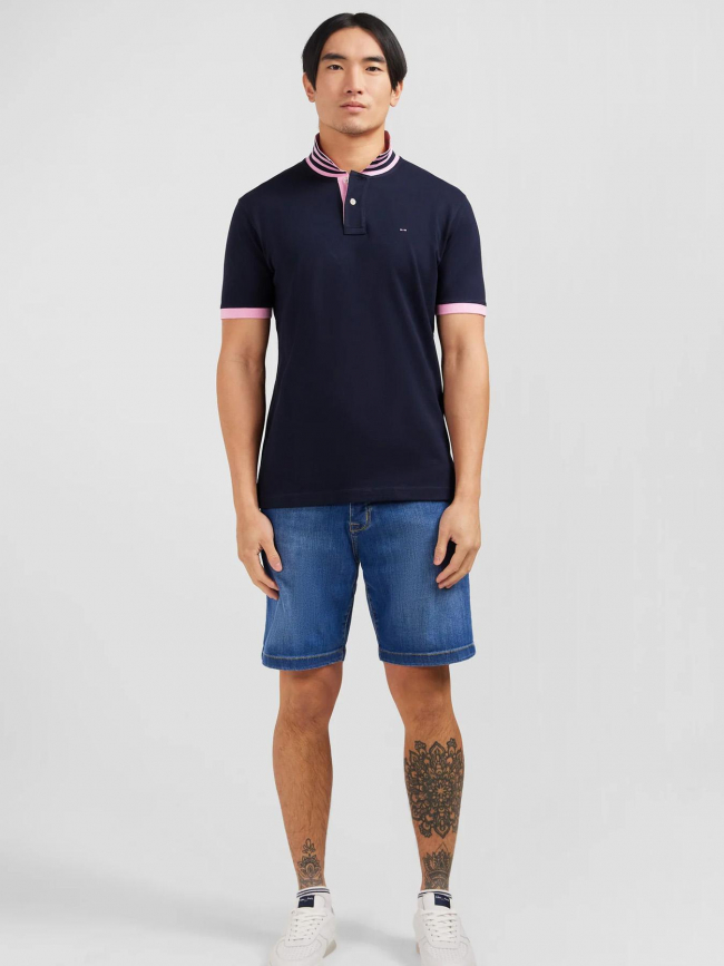 Polo manches courtes contraste bleu marine homme - Eden Park