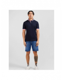 Polo manches courtes contraste bleu marine homme - Eden Park
