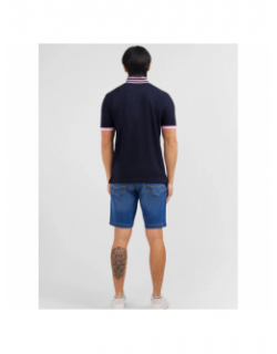 Polo manches courtes contraste bleu marine homme - Eden Park