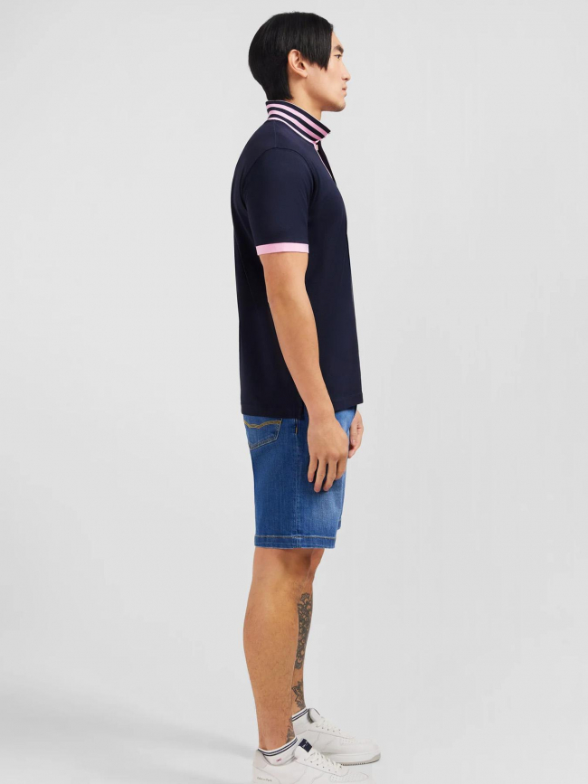 Polo manches courtes contraste bleu marine homme - Eden Park