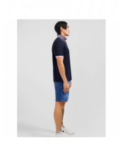 Polo manches courtes contraste bleu marine homme - Eden Park