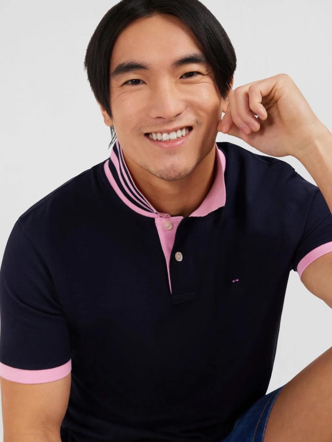 Polo manches courtes contraste bleu marine homme - Eden Park