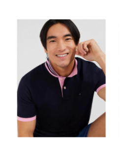 Polo manches courtes contraste bleu marine homme - Eden Park