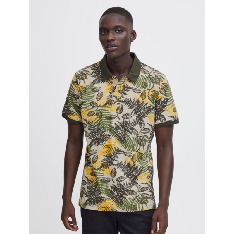 Polo manches courtes imprimé floral vert homme - Blend