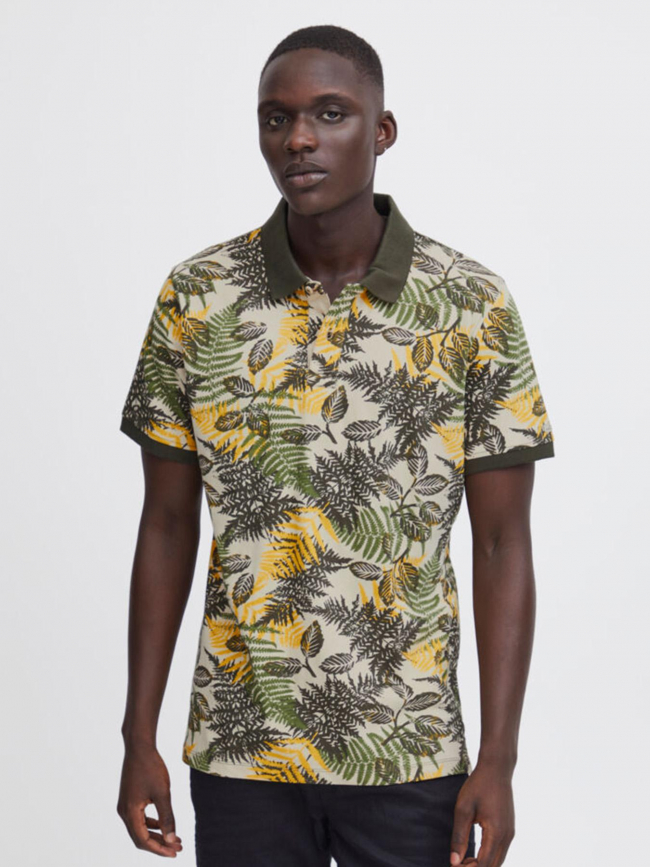 Polo manches courtes imprimé floral vert homme - Blend