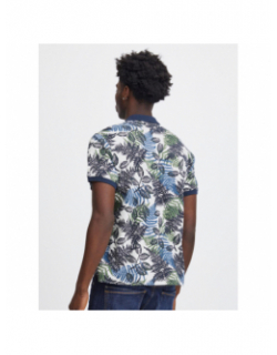 Polo manches courtes imprimé floral blanc bleu homme - Blend