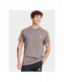 T-shirt 3 stripes marron doré homme - Adidas