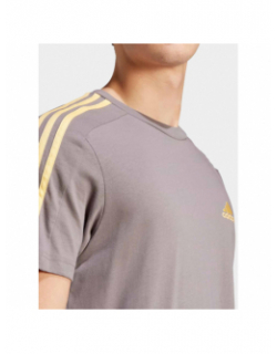 T-shirt 3 stripes marron doré homme - Adidas