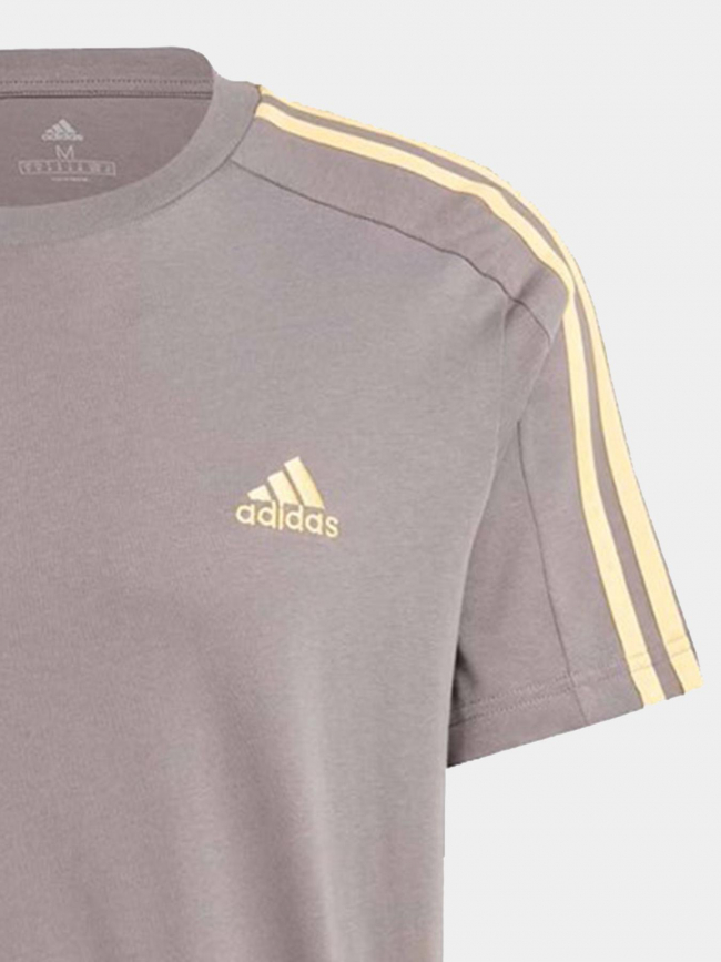 T-shirt 3 stripes marron doré homme - Adidas