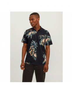 Polo manches courtes floral noir homme - Jack & Jones