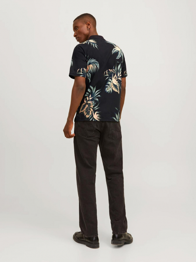 Polo manches courtes floral noir homme - Jack & Jones