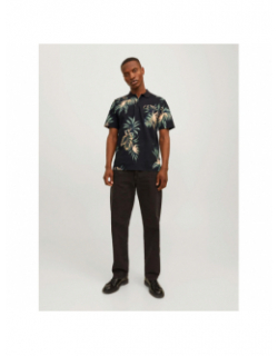 Polo manches courtes floral noir homme - Jack & Jones