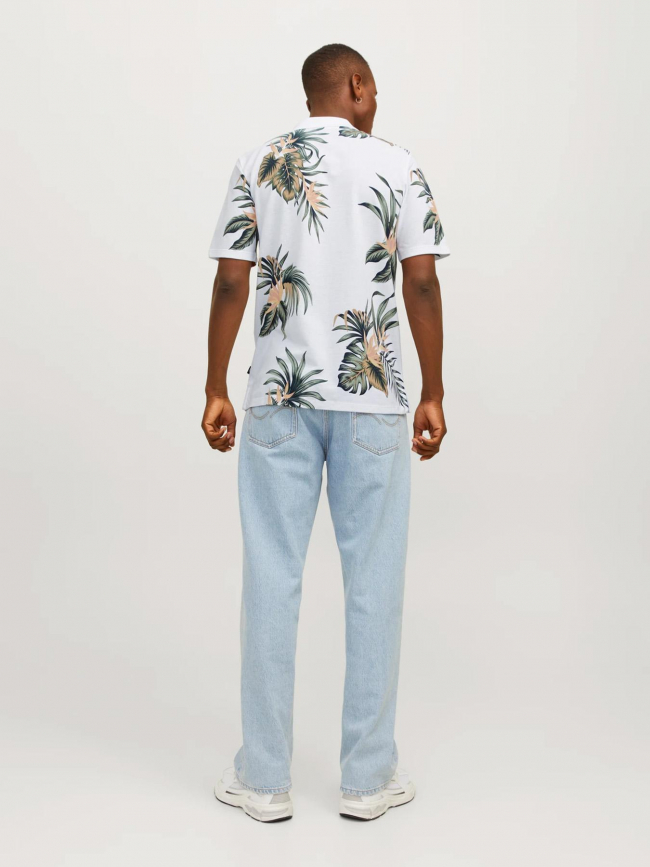 Polo manches courtes floral blanc homme - Jack & Jones