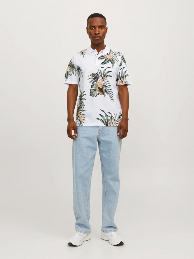 Polo manches courtes floral blanc homme - Jack & Jones